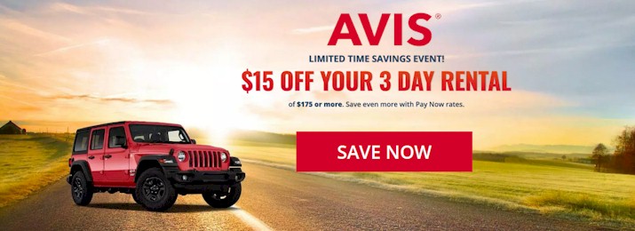 Avis Car Rental Summer Sale! Free Upgrade and Save up to 35%