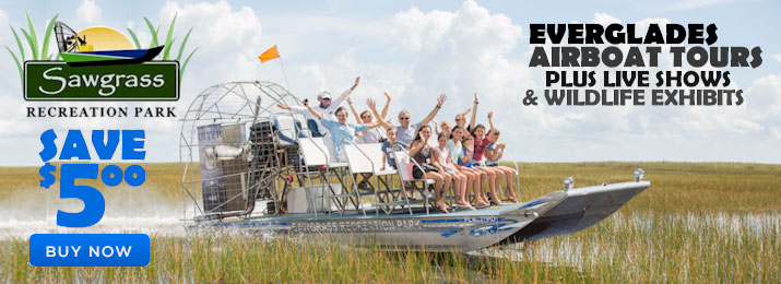 Free coupons for Sawgrass Recreation Park Everglades Airboat Tours