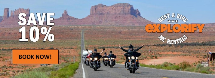 Explorify Motorcycle Rentals USA. Save 10%