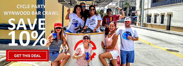 Wynwood Bar Crawl with Cycle Party. Save 10% 