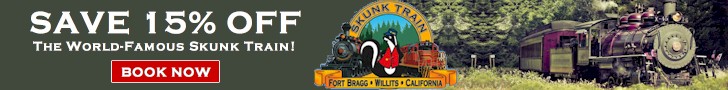Save 15% Off Skunk Train Railbikes and Pudding Creek Express